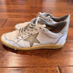 Golden Goose White and Gold Star Sneakers